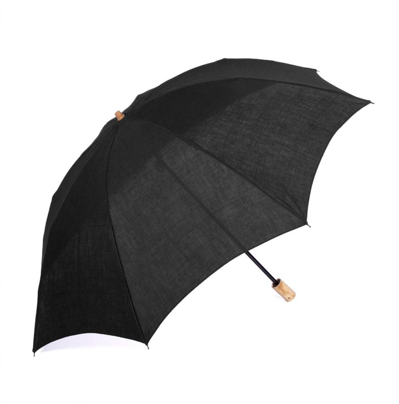レディース日傘】麻トーションレース-1706-折りたたみ-ブラック