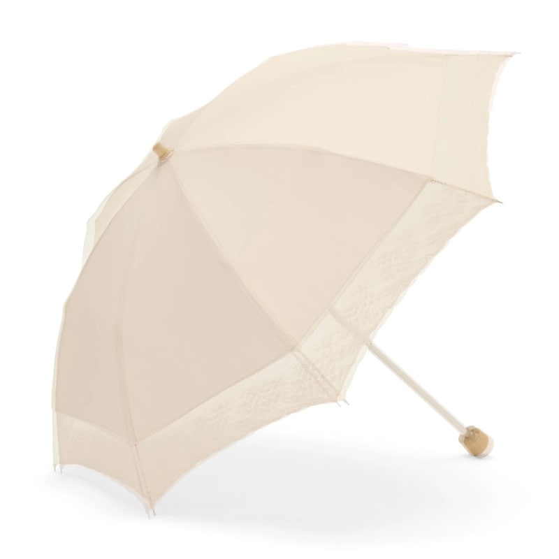 レディース日傘】麻トーションレース-1706-折りたたみ-ブラック