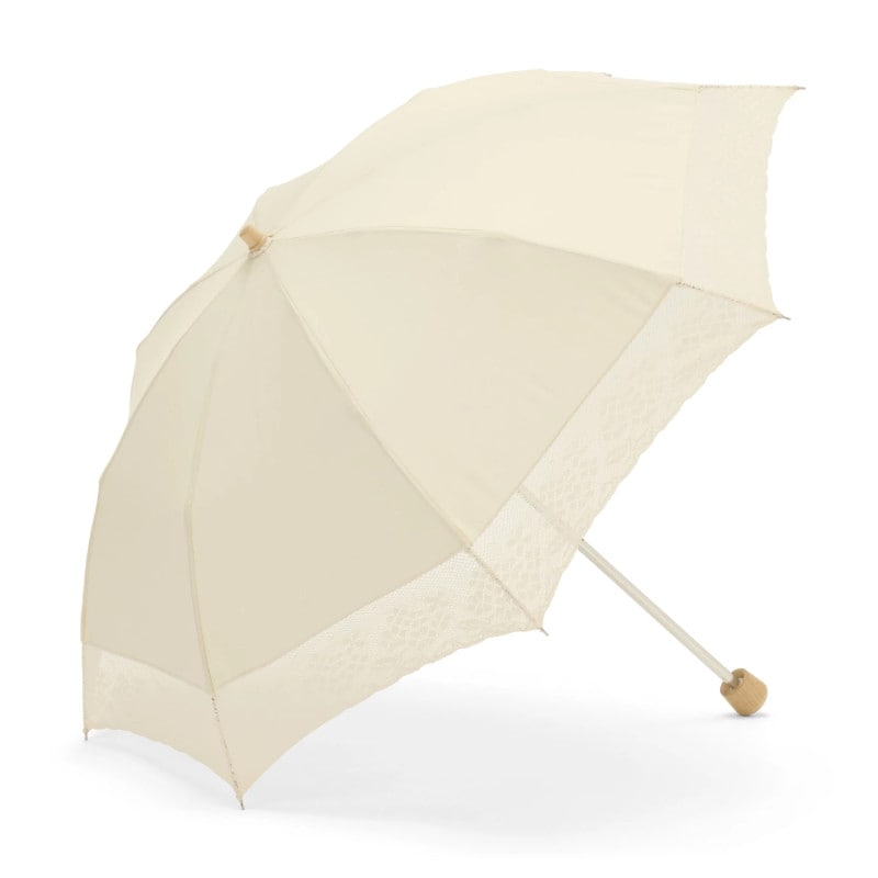 レディース日傘】麻トーションレース-1706-折りたたみ-ブラック