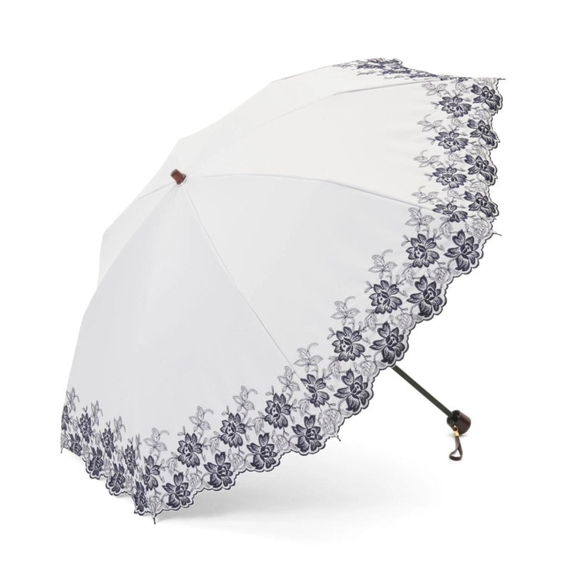 【レディース晴雨兼用傘】一級遮光-ノバラ-折りたたみ-ライトグレー