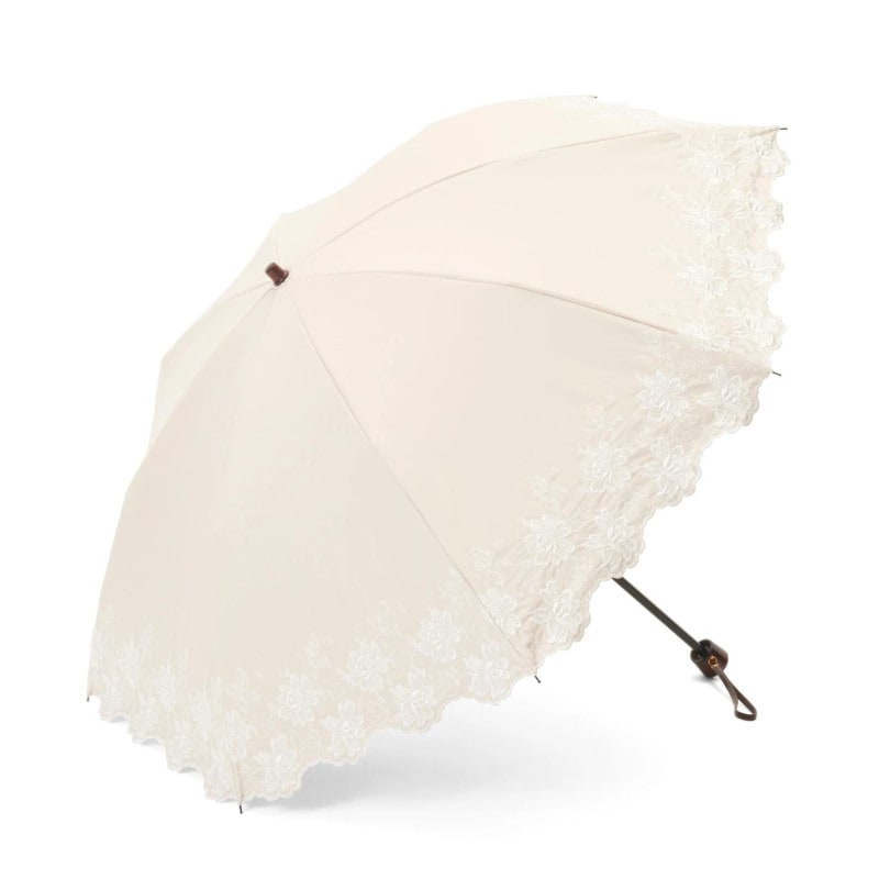 【レディース晴雨兼用傘】一級遮光-ノバラ-折りたたみ-ベージュ