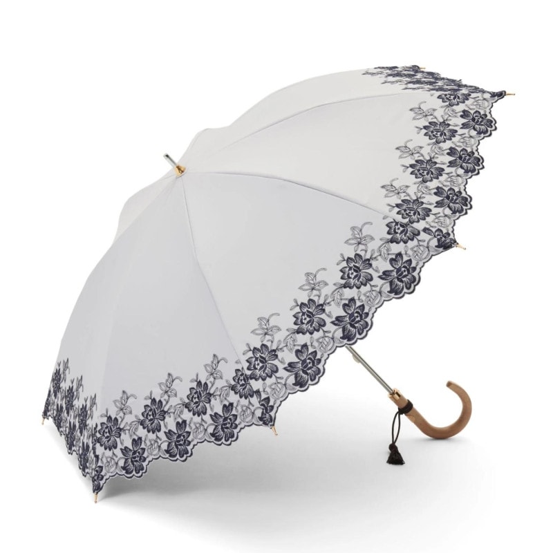 【レディース晴雨兼用傘】一級遮光-ノバラ-ショート-ライトグレー