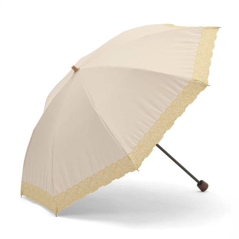 【レディース晴雨兼用傘】一級遮光-チェリスト-折りたたみ-ベージュ