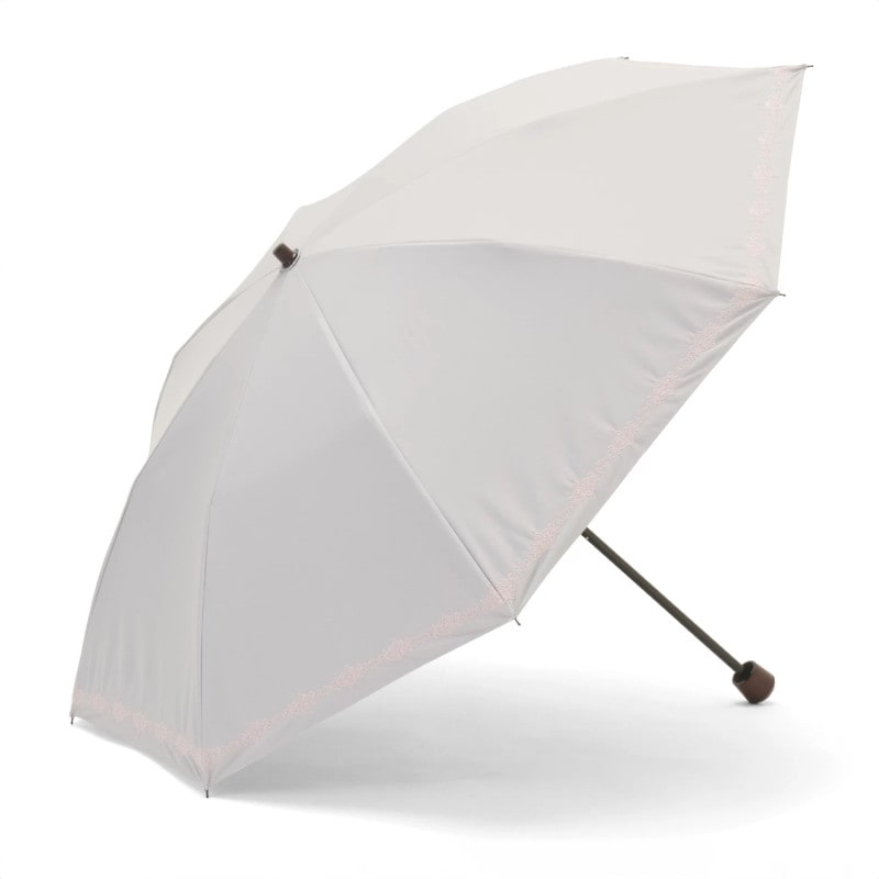 【レディース晴雨兼用傘】一級遮光-アンダンテ-折りたたみ-ライトグレー