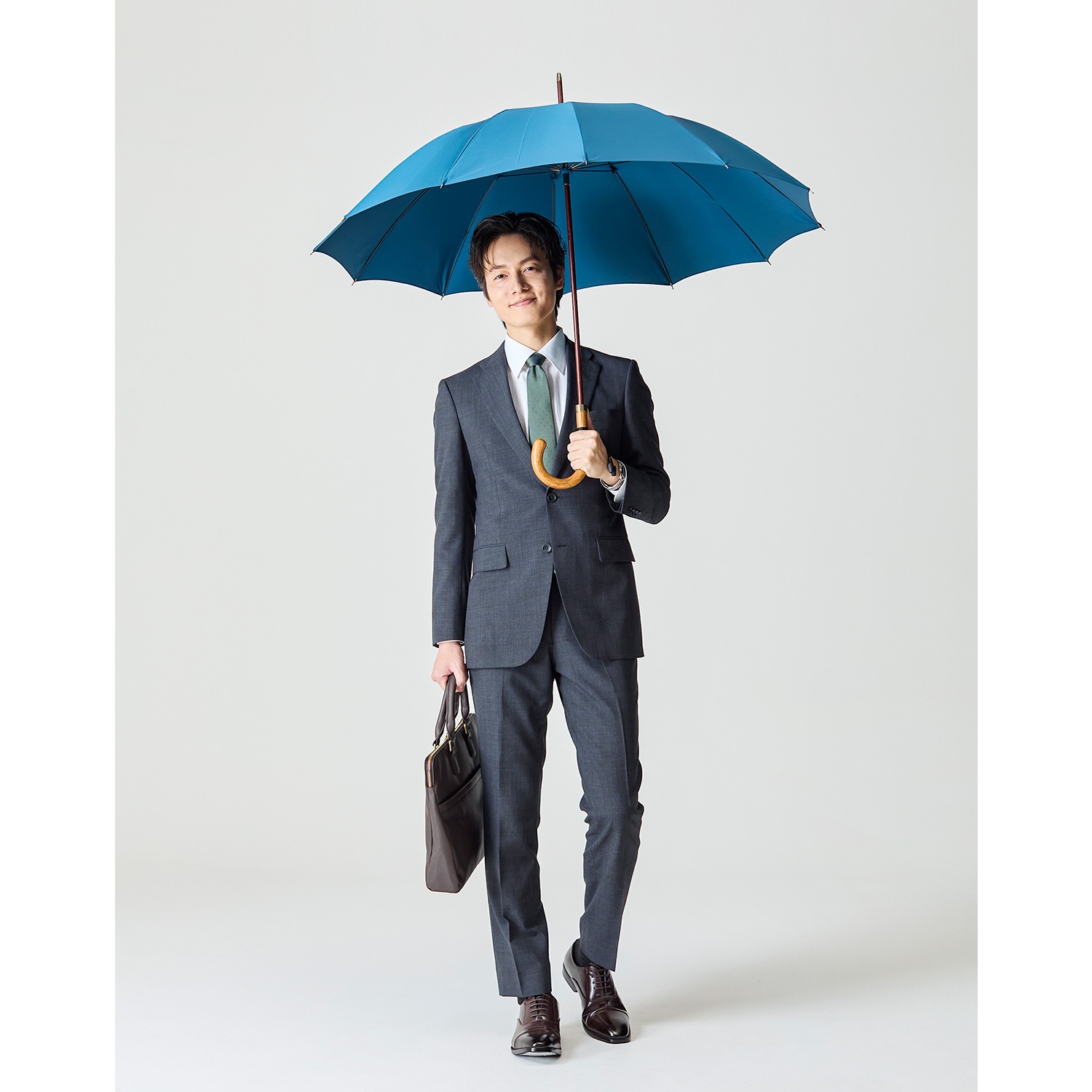 メンズ雨傘】トラッド-12-カーボン-アイアンブルー｜トンボ洋傘