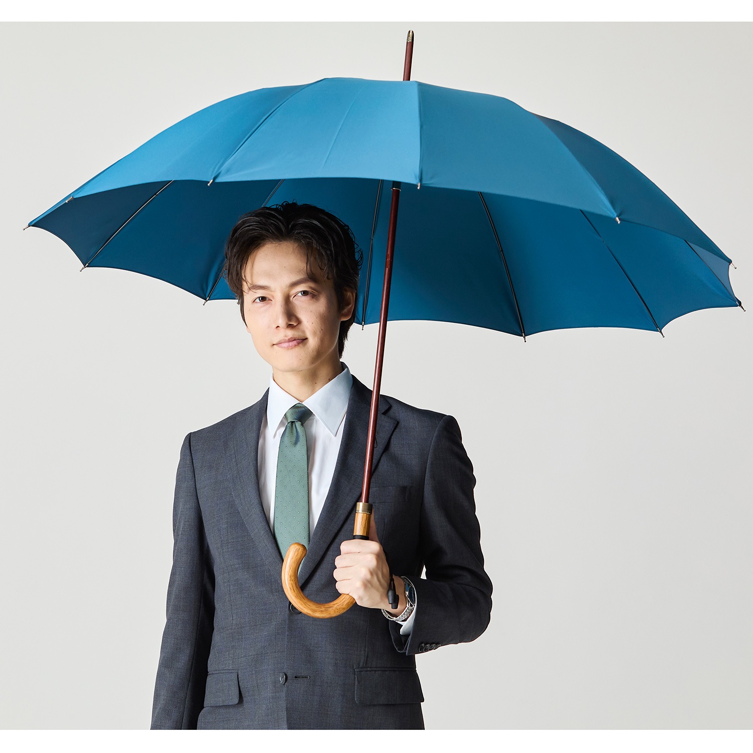 メンズ雨傘】トラッド-12-カーボン-アイアンブルー｜トンボ洋傘