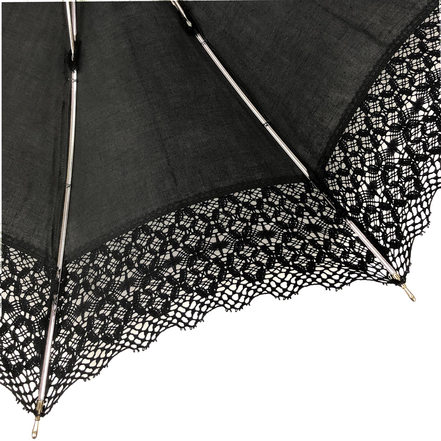 レディース日傘】麻×レース-ショート-1705-ブラック｜トンボ洋傘前原
