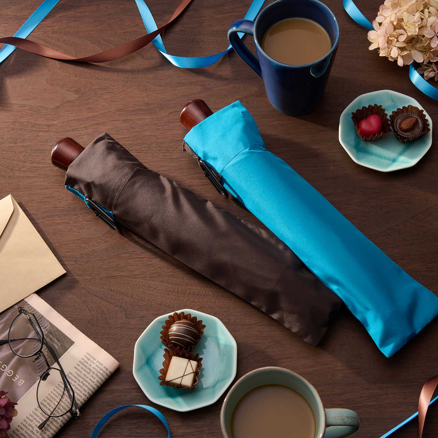 メンズ雨傘】リンク-折りたたみ-ダークチョコレート｜トンボ洋傘前原