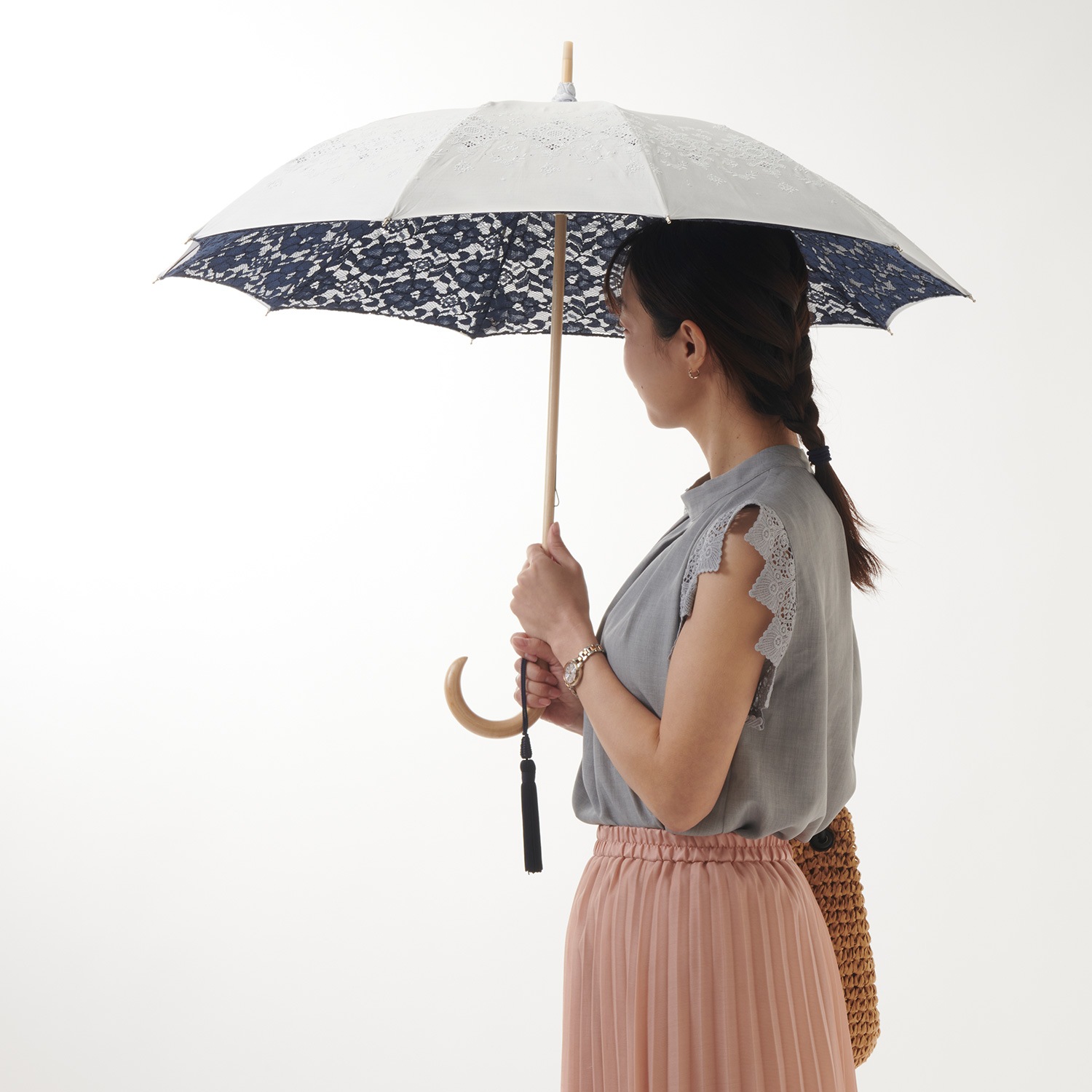 完売につき販売終了【レディース日傘】レース-かわず張り