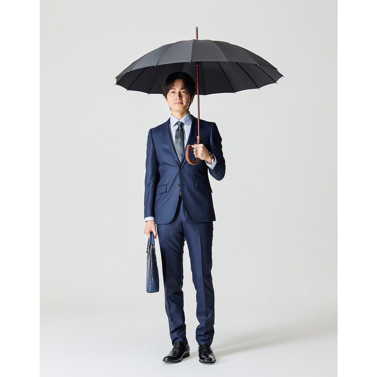 メンズ雨傘】ピンストライプ-ブラック｜トンボ洋傘前原光榮商店