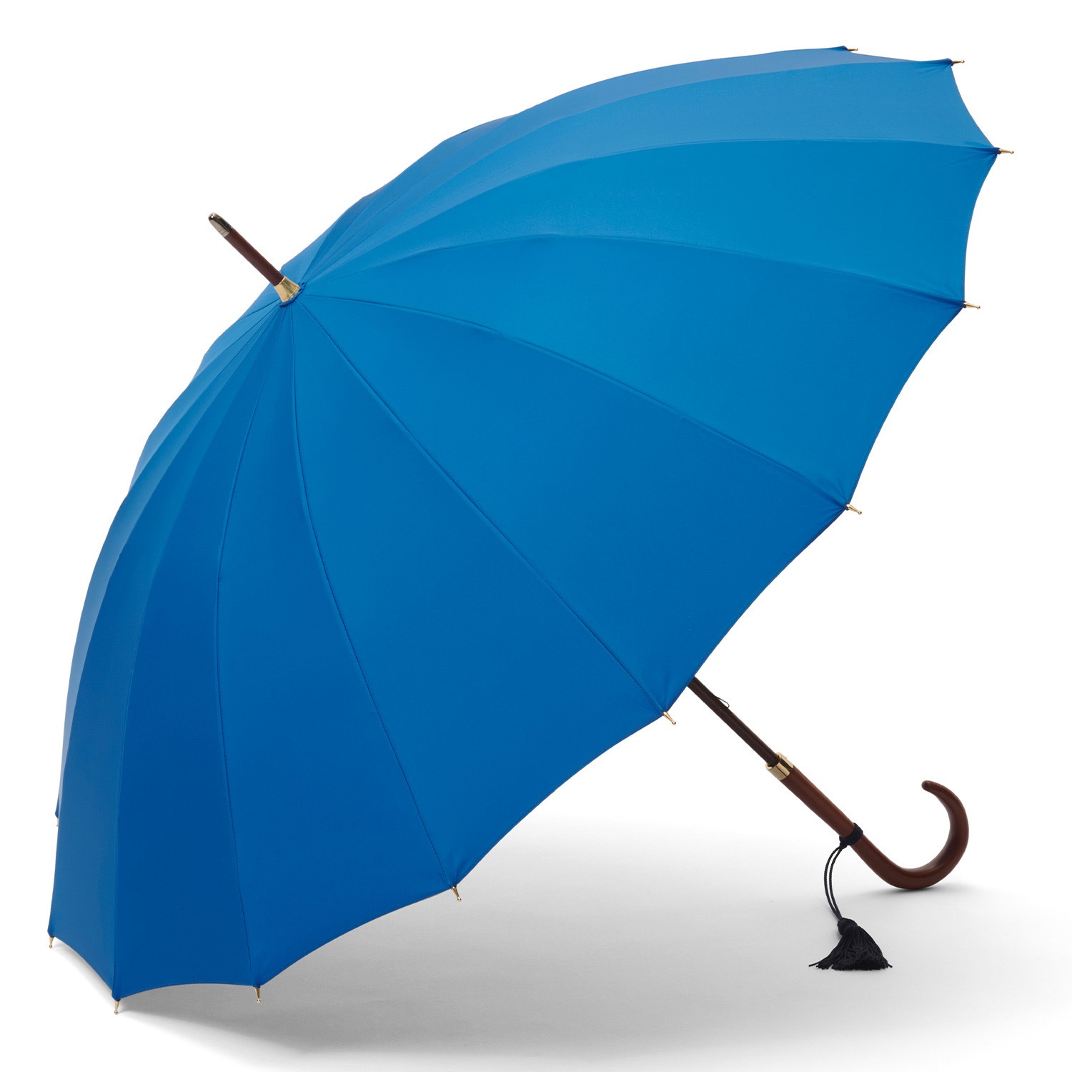 【未使用・保管品】前原光榮商店　レディース雨傘　タグ、タッセル付き　ポリエステル レディース晴雨兼用傘】一級遮光キューブ-折りたたみ-ブラック