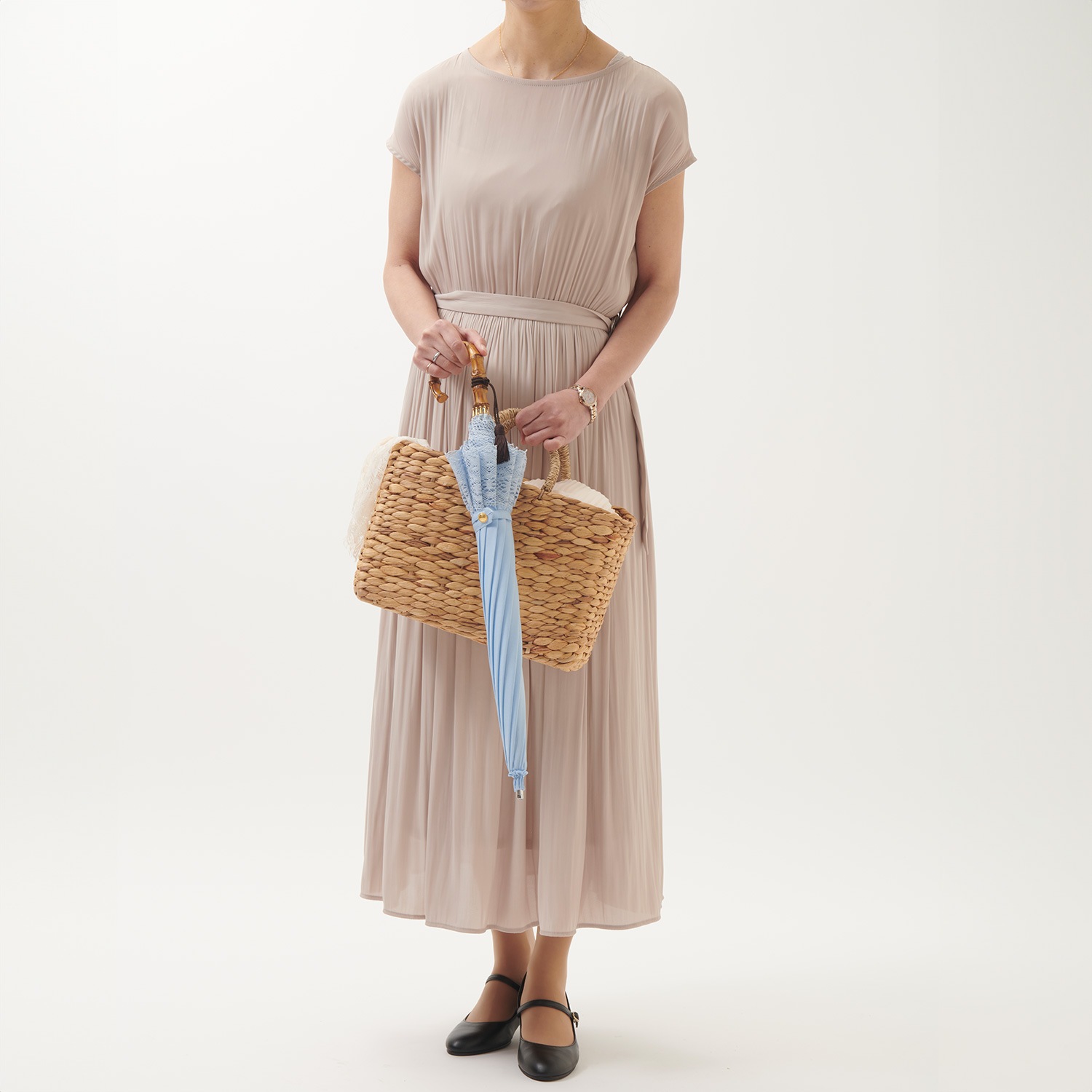 レディース日傘】レース-涼風(すずかぜ)-サックスブルー｜トンボ