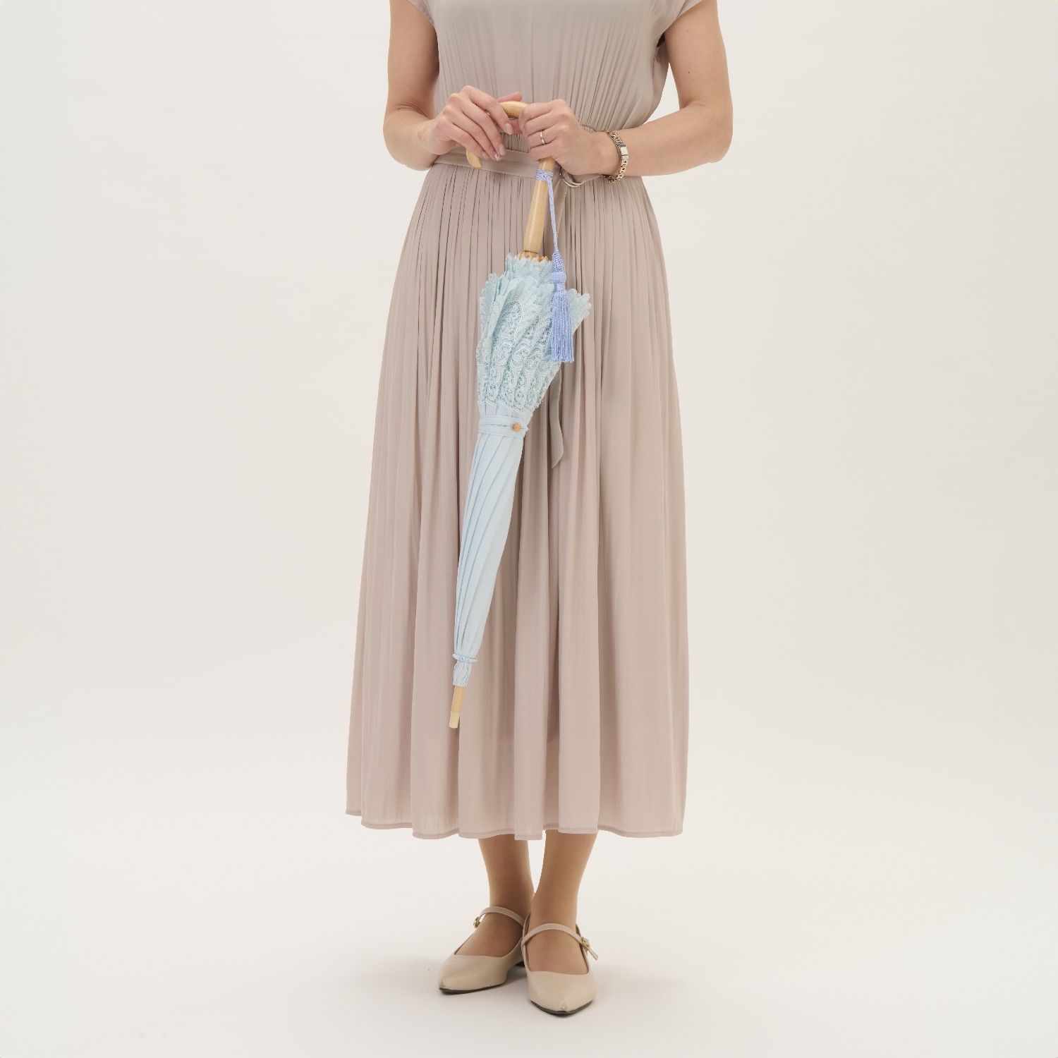 3/2より販売】【レディース日傘】レース-アンジュ-ライトブルー