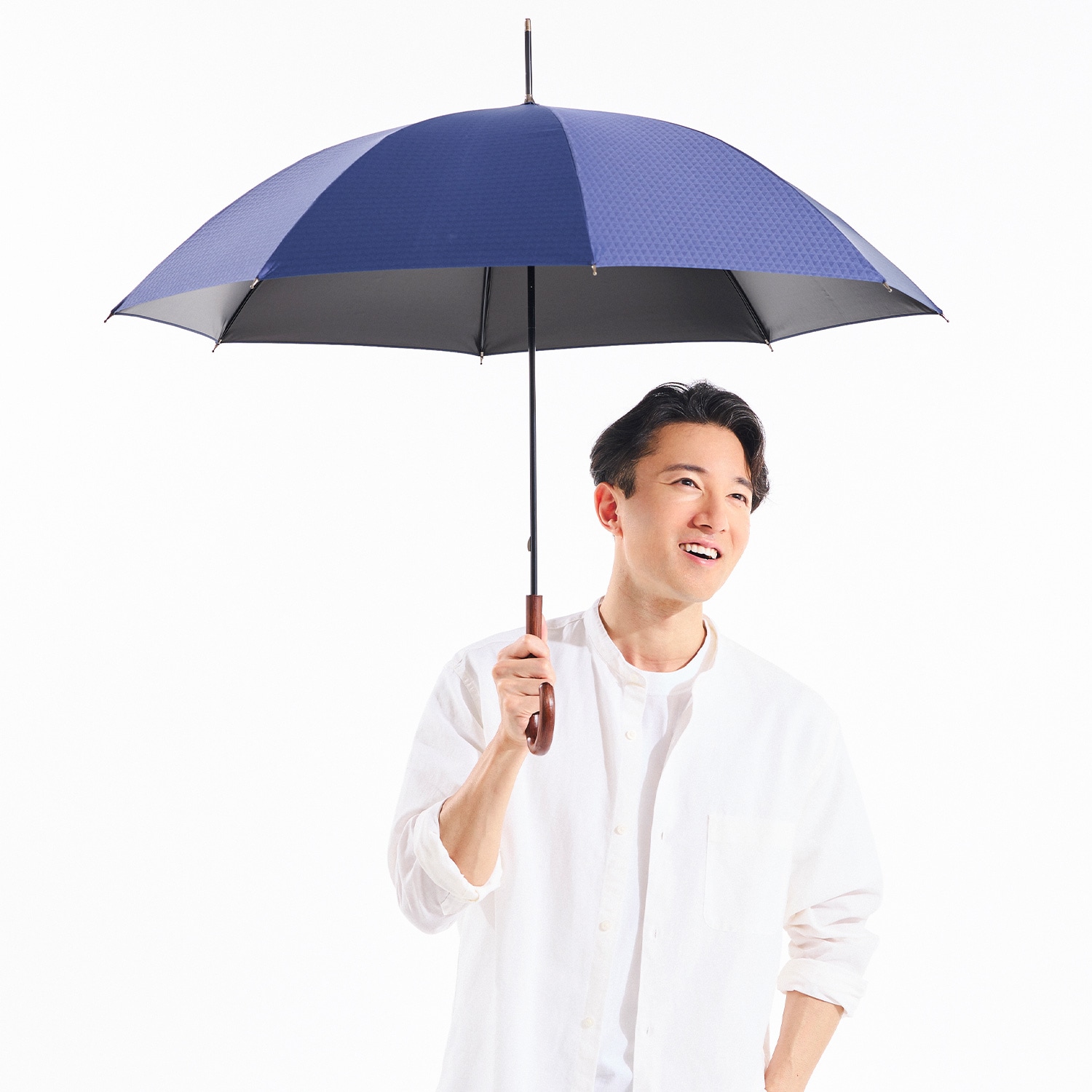 前原光榮商店 【メンズ晴雨兼用傘】一級遮光キューブ-58cm折りたたみ-ネイビー ユニセックス晴雨兼用傘】一級遮光-キューブ-長-ネイビー