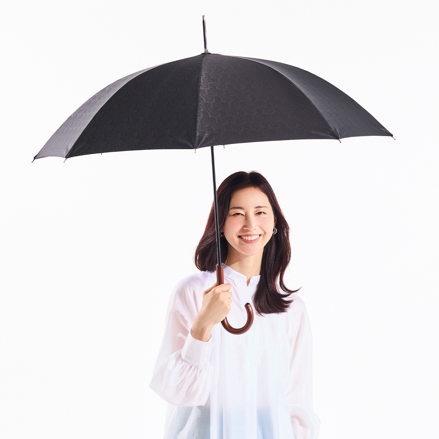 前原光栄商店　一級遮光ペーズリーブラック　晴雨兼用傘 タグ付き新品 残り僅か【メンズ晴雨兼用傘】一級遮光キューブ-58cm折りたたみ