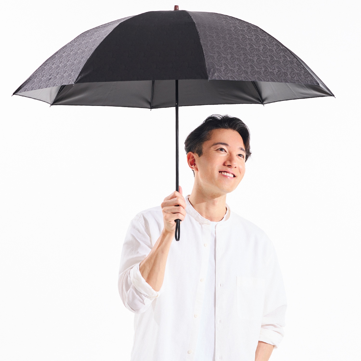 前原光榮商店 【紳士】晴雨兼用-シャンタン/58センチ折りたたみネイビー メンズ晴雨兼用傘】シャンタン-58cm折りたたみ-ネイビー｜トンボ