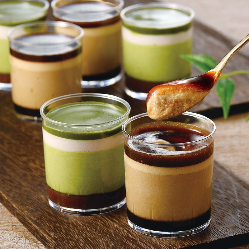 [送料無料]【メーカー直送品】黒蜜とコーヒー＆抹茶と小豆のムースセット　　賞味期限15日以上