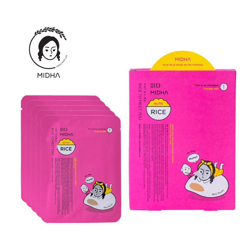 【直送品（買い合わせ不可）】[1箱]MIDHA(ミダ) 米ぬか水マスクパック 栄養弾力【使用期限】2027.06.19以降　5枚　