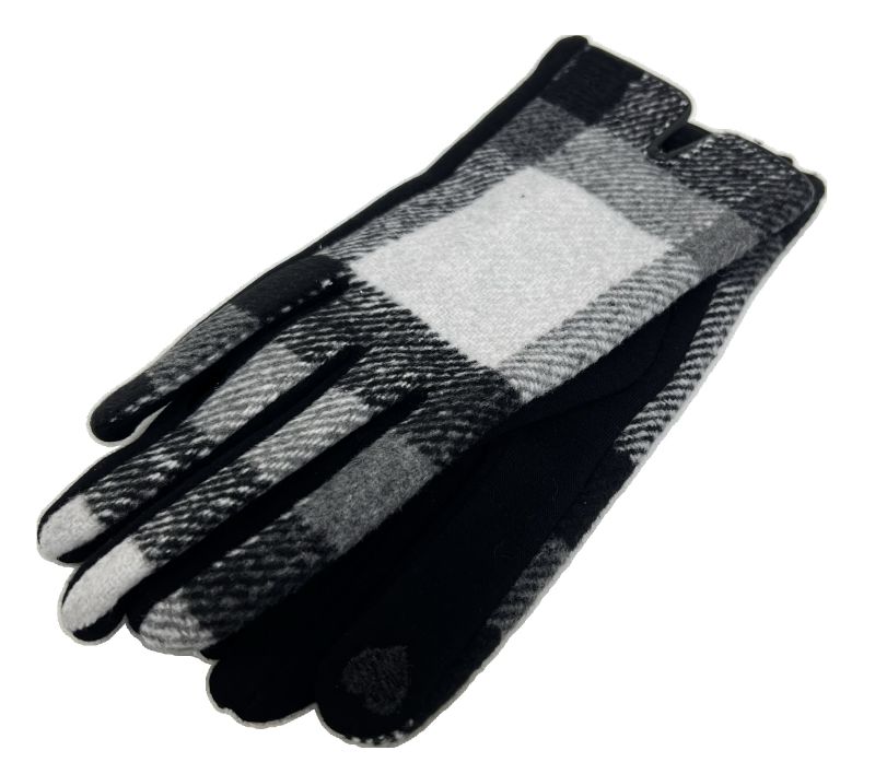 [1個]チェック柄 グローブ／WHITE x BLACK　　