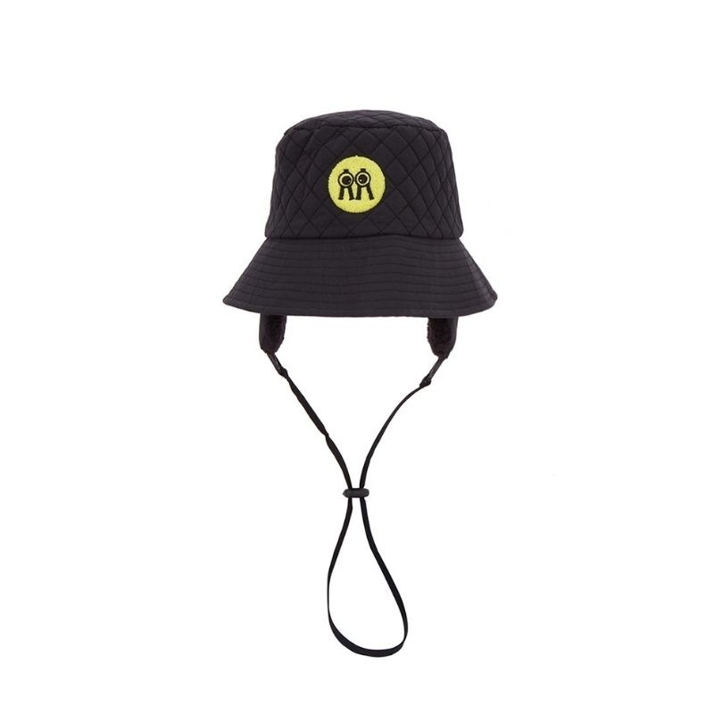 【直送品（買い合わせ不可）】フリーサイズ(58cm) Rolling Rolleye ロールロール 耳あて ダイヤ バケットハット ブラック　　