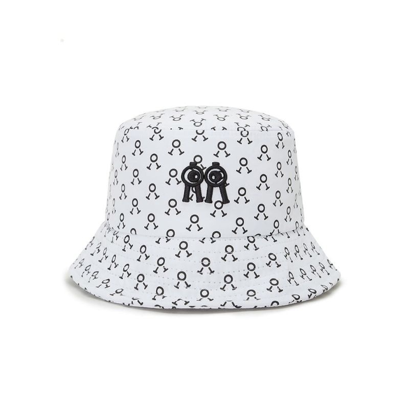 【直送品（買い合わせ不可）】Mサイズ(60cm) Rolling Rolleye バケットハット ブラックロゴパターン ホワイト　　