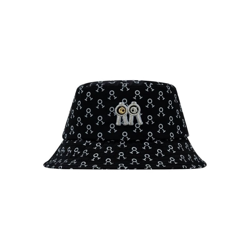 【直送品（買い合わせ不可）】XSサイズ(56cm) Rolling Rolleye バケットハット ロゴパターン ゴールドアイ ブラック　　