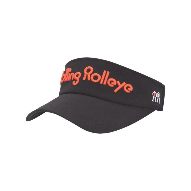 【直送品（買い合わせ不可）】フリーサイズ ユニセックス Rolling Rolleye ロールロールフォント バイザー ホワイトオレンジアイ ブラック　　