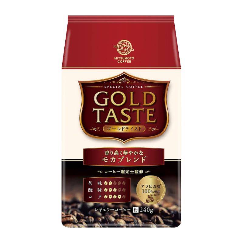 [6個]三本珈琲 ゴールドテイスト 香高く華やかなモカブレンド（粉）　240g　賞味期限2026.03.06