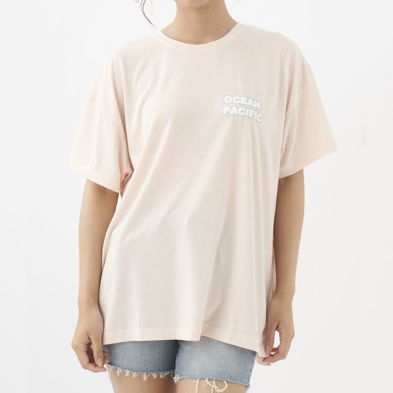 サイズ：XL　Ocean Pacific レディース ハイブリッドバックプリントTシャツ（PNK）　　