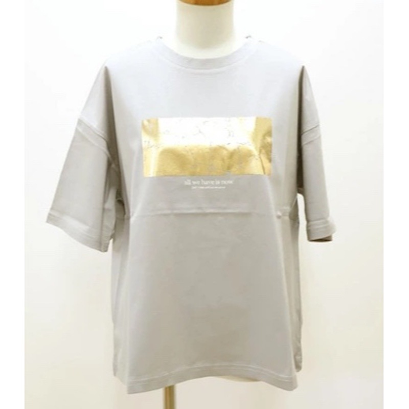 vingtrois レディース ドライタッチコットン　クラッシュ箔プリントT (40 グレージュ)　　