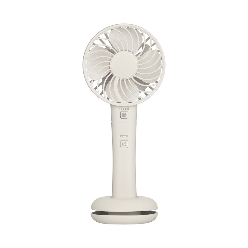 グリーンハウス　スマホ充電可能手持扇風機 ダブルファン ベージュ　約155g　