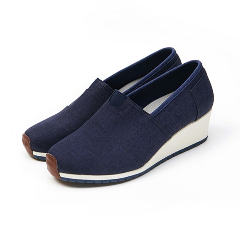 【25.0cm】SKONO メンズ Comfort Wedge heel Shoes（NAVY）　　