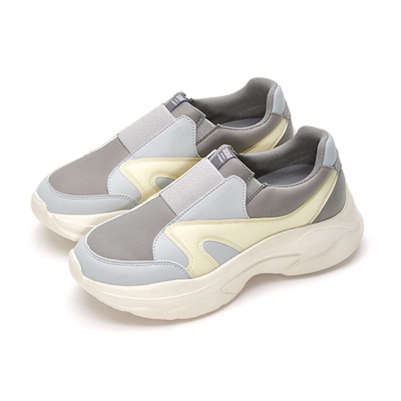 【25.0cm】SKONO メンズ Oversole Leather Slopon Sneakers（GRAY）　　