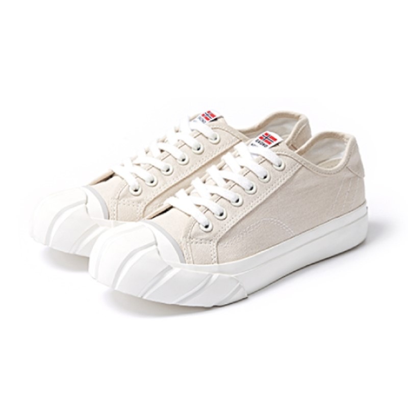 【27.0cm】SKONO メンズ Norway Forest Concept Toe Cap Point Canvas Shoes（OFF WHITE）　　