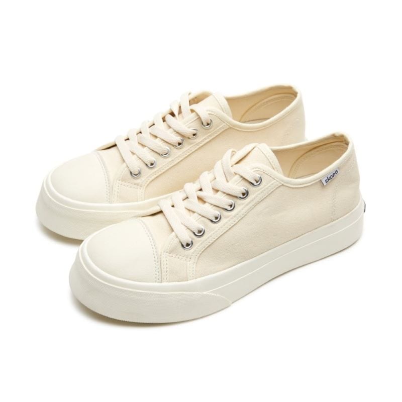【23.0cm】SKONO レディース Cute Standard Canvas combie Sneakers（Beige Cream）　　