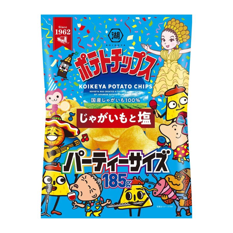 [12個]湖池屋 ポテトチップス じゃがいもと塩 パーティーサイズ　185g　賞味期限2026.07.31