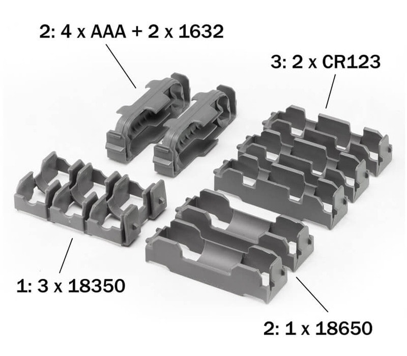 Thyrm CellVault-5M 用モジュラーインサートパックセット Modular Battery Insert Pak | For AA, AAA, 18350, 18650