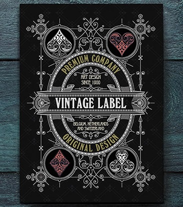 ���ò�������ۥ�����ơ������졼�٥롦�ǥå��ʸ���֥�å��� / Vintage Label Playing Cards (Premier Edition Black) by Craig Maidment