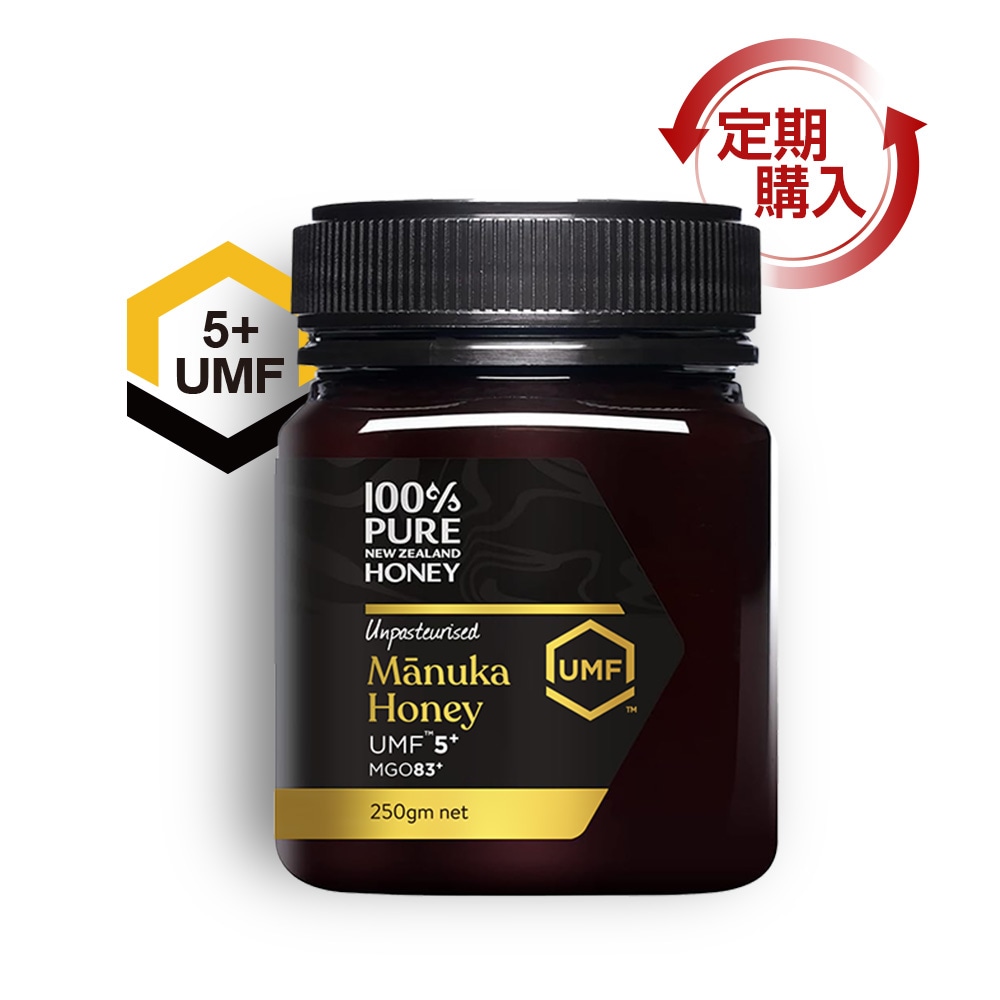 [定期購入] 100%PURE NEWZEALAND HONEY MANUKA UMF5+ (MGO83mg/kg)マヌカハニー 250g 　（GOLD）【宅配便・送料無料】