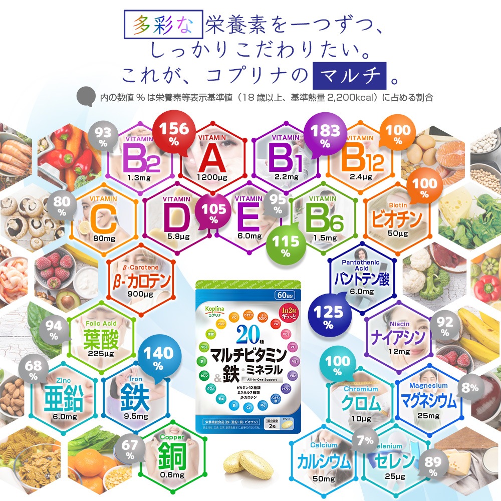 セット] 20種マルチビタミン＆鉄・ミネラル 【全国送料無料