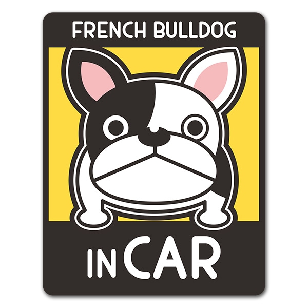 �ե����֥�ɥå� 2�� �ҥѥ�� �������FRENCH BULLDOG IN CAR�ۼ֥ޥ��ͥåȥ��ƥå����ڤ椦�ѥ��å����������ǽ��