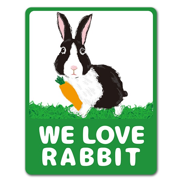 ダッチウサギ【WE LOVE RABBIT】車マグネットステッカー【ゆうパケット