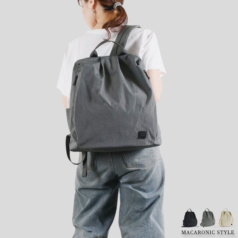 【美品】エンポリオ　アルマーニ　ベージュ ナイロンリュック 外ポケット付き Y4O452_YQ75I_87872_E_SS2025.jpg