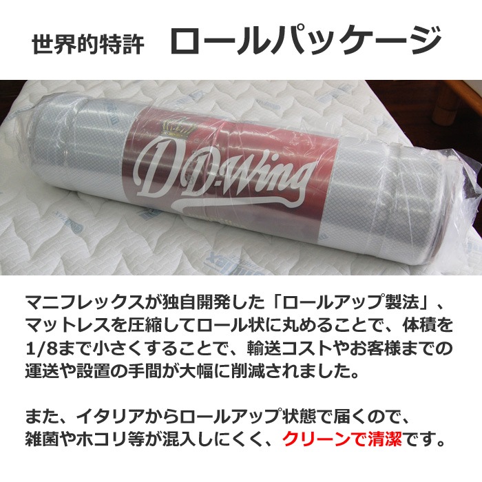 エコサンドロ　マニフレックス　日本上陸30周年記念モデル　かたさmedium 腰サポート　高級感のある寝心地　寝返りしやすい　イタリア　寝具　高反発マットレス