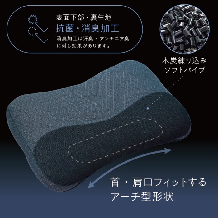 【父の日】西川　メンズまくら　ぐっすりMEN’Sまくら　高め　抗菌消臭加工　木炭パイプ　高さ調整 　ご家庭で洗える