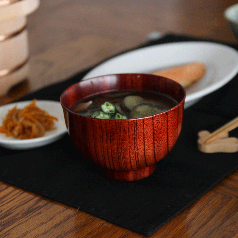 12-06005 キッチン・日用品・その他 欅シカメ玉杢 黒漆染め四方盛器