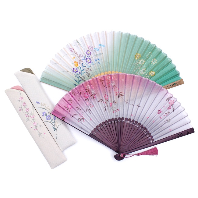 ☆【女性用扇子】花しぐれ（扇子袋付き・桐箱入り）全2色 | すべての