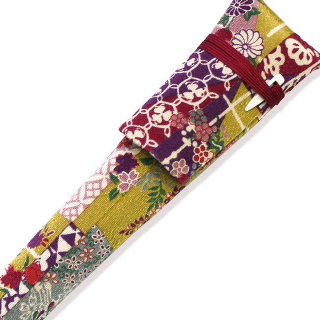 ☆舞扇袋『友禅舞扇子一本袋／レトロ・花・黄(Y7)』【※扇子は別売り