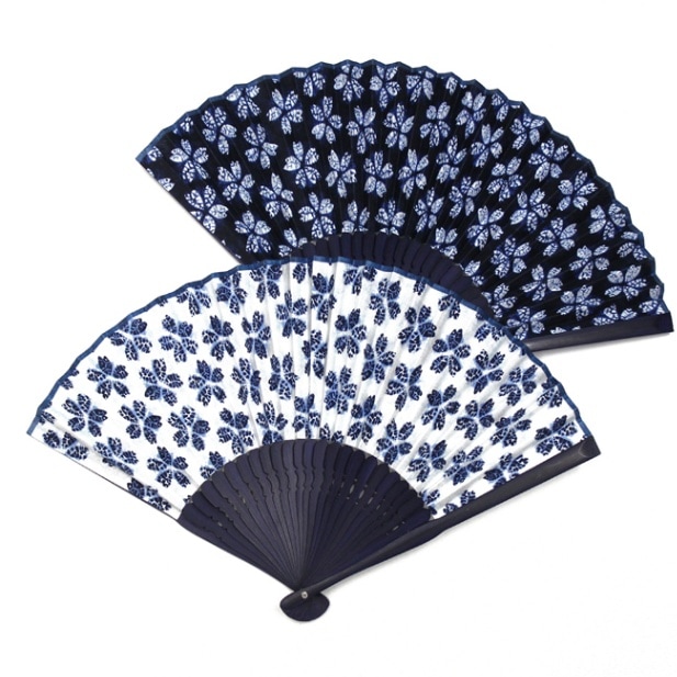 ☆【女性用扇子】藍桜（扇子袋付き・紙箱入り） 全2色 （※クロネコゆう