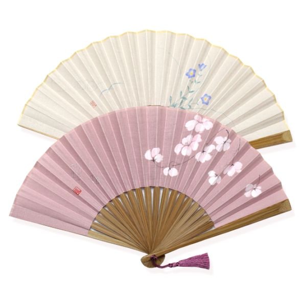 ☆【女性用扇子】手描き慶花／けいか（扇子袋付き・桐箱入り）全2色